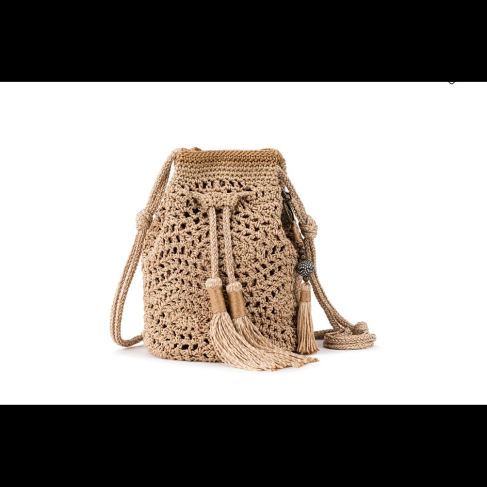 Brand new Sayulita Crochet drawstring bucket